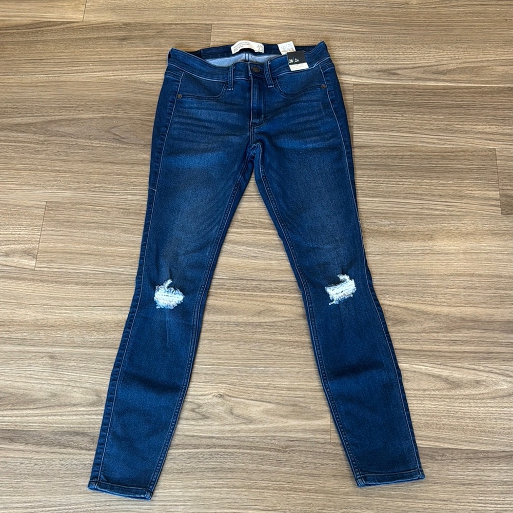 Abercrombie & Fitch Dark Blue Ripped Skinny Jeans